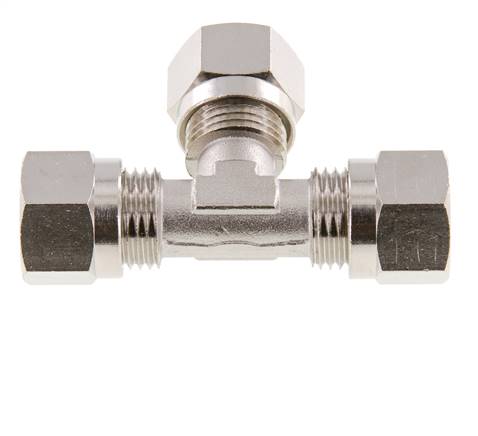 10L Nickel plated Brass T-Shape Tee Cutting Fitting 115 bar ISO 8434-1