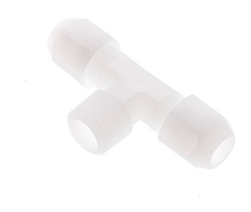 10x12mm & R1/2'' PVDF T-Shape Hose Fitting with Male Threads 10bar/145psi