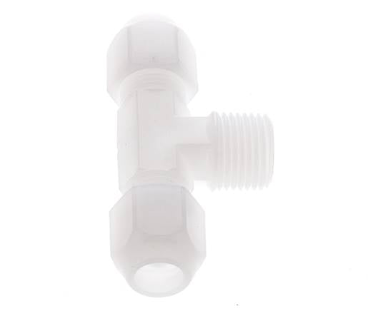 10x12mm & R1/2'' PVDF T-Shape Hose Fitting with Male Threads 10bar/145psi