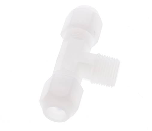 8x10mm & R3/8'' PVDF T-Shape Hose Fitting with Male Threads 10bar/145psi