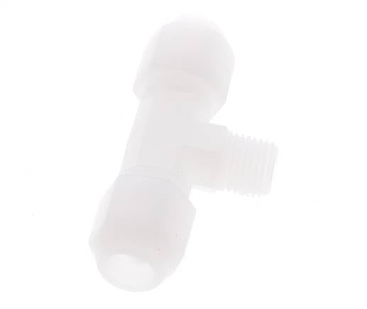 8x10mm & R1/4'' PVDF T-Shape Hose Fitting with Male Threads 10bar/145psi
