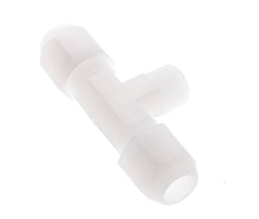 10x12mm & R3/8'' PVDF T-Shape Hose Fitting with Male Threads 10bar/145psi
