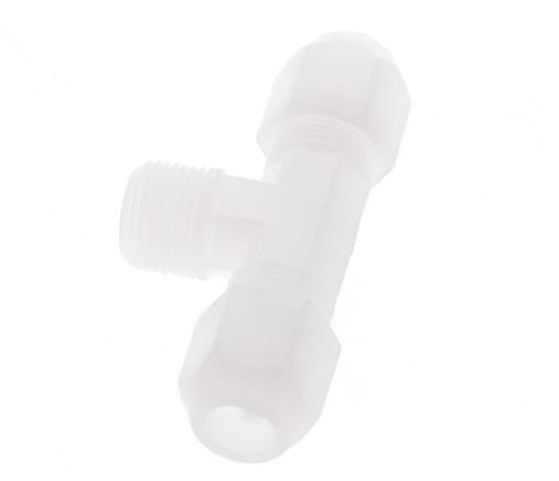 8x10mm & R3/8'' PVDF T-Shape Hose Fitting with Male Threads 10bar/145psi