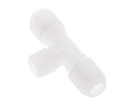 8x10mm & R3/8'' PVDF T-Shape Hose Fitting with Male Threads 10bar/145psi