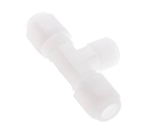 8x10mm & R3/8'' PVDF T-Shape Hose Fitting with Male Threads 10bar/145psi