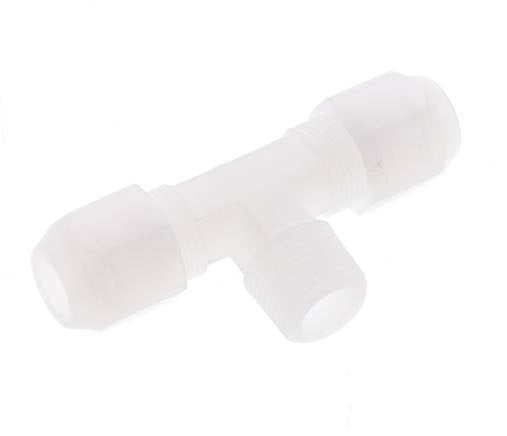 8x10mm & R3/8'' PVDF T-Shape Hose Fitting with Male Threads 10bar/145psi
