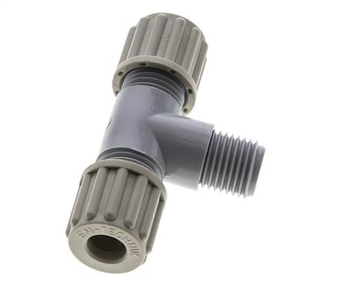 8x6mm & G1/4'' PA T-Shape Tee Compression Fitting with Male Threads 10 bar [2 Pieces]