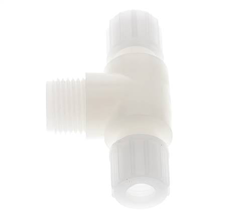 10x8mm & G1/2'' PVDF T-Shape Tee Compression Fitting with Male Threads 10 bar