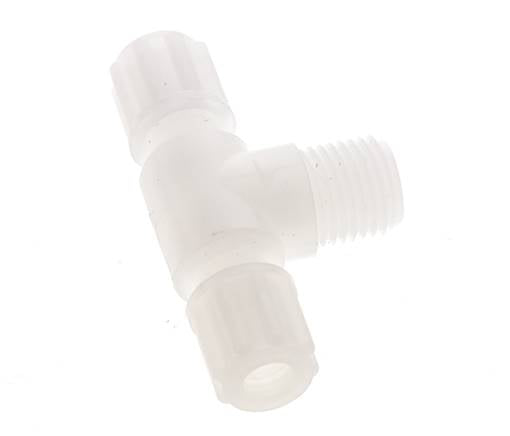 6x4mm & G1/4'' PVDF T-Shape Tee Compression Fitting with Male Threads 10 bar