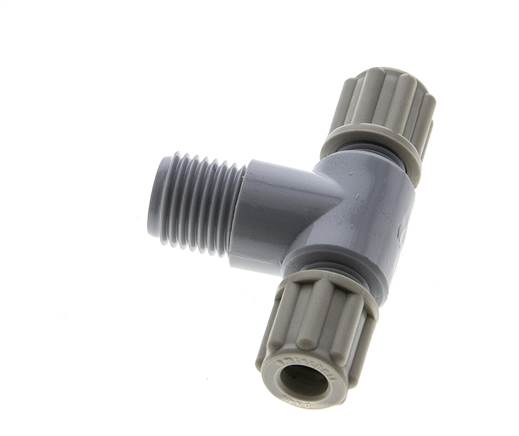 6x4mm & G1/4'' PA T-Shape Tee Compression Fitting with Male Threads 10 bar [2 Pieces]