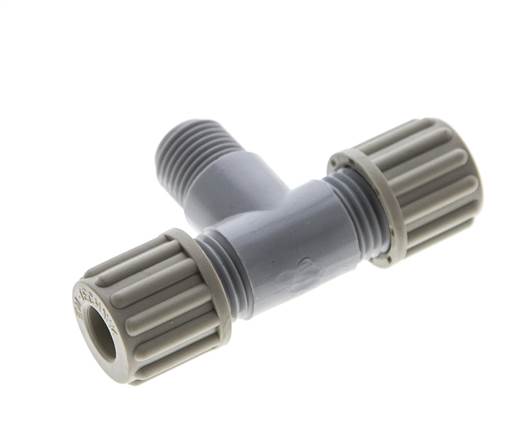 8x6mm & G1/4'' PA T-Shape Tee Compression Fitting with Male Threads 10 bar [2 Pieces]