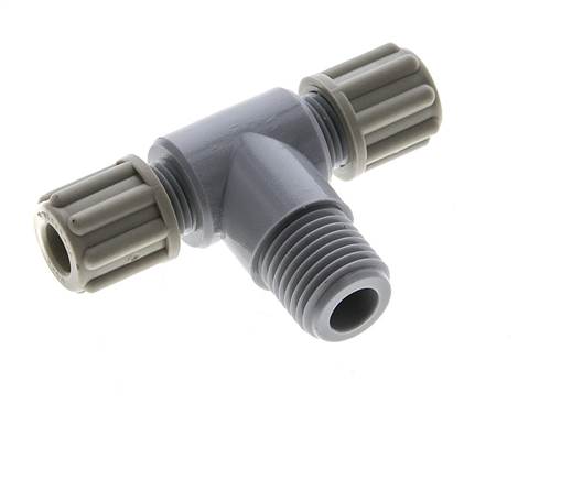6x4mm & G1/4'' PA T-Shape Tee Compression Fitting with Male Threads 10 bar [2 Pieces]