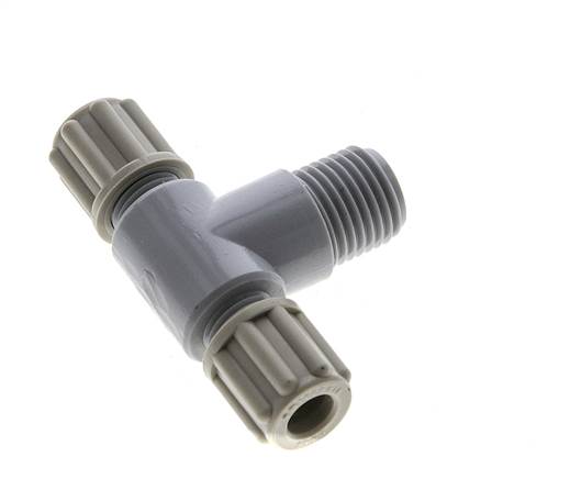 6x4mm & G1/4'' PA T-Shape Tee Compression Fitting with Male Threads 10 bar [2 Pieces]