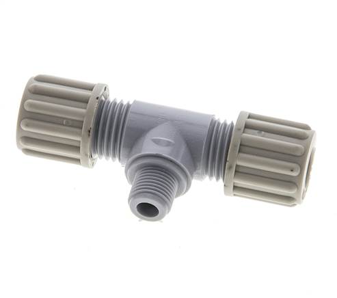 8x6mm & G1/8'' PA T-Shape Tee Compression Fitting with Male Threads 10 bar [2 Pieces]