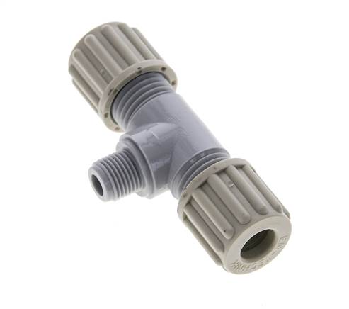 8x6mm & G1/8'' PA T-Shape Tee Compression Fitting with Male Threads 10 bar [2 Pieces]