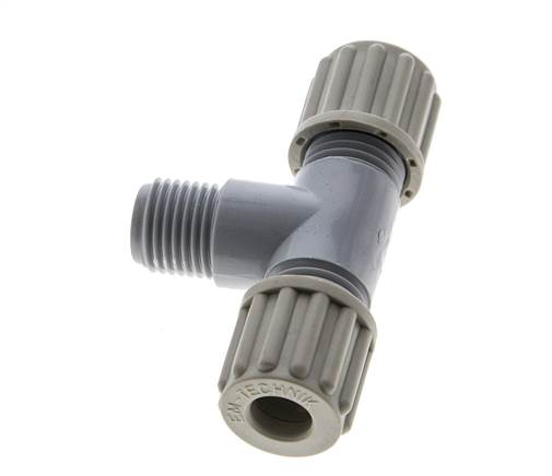 8x6mm & G1/4'' PA T-Shape Tee Compression Fitting with Male Threads 10 bar [2 Pieces]