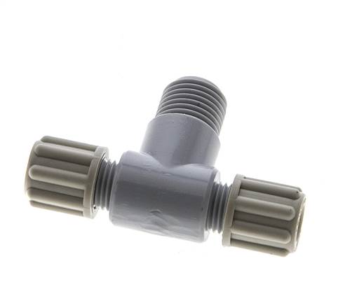 6x4mm & G1/4'' PA T-Shape Tee Compression Fitting with Male Threads 10 bar [2 Pieces]