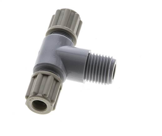 6x4mm & G1/4'' PA T-Shape Tee Compression Fitting with Male Threads 10 bar [2 Pieces]
