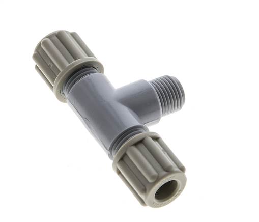 6x4mm & G1/8'' PA T-Shape Tee Compression Fitting with Male Threads 10 bar [2 Pieces]