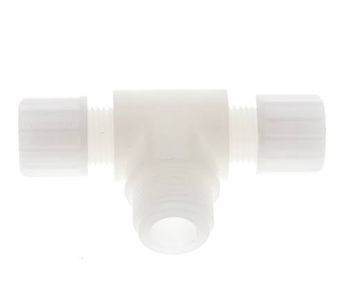 10x8mm & G1/2'' PVDF T-Shape Tee Compression Fitting with Male Threads 10 bar