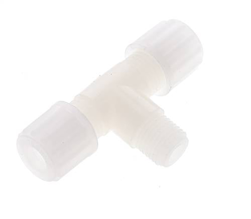 8x6mm & G1/4'' PVDF T-Shape Tee Compression Fitting with Male Threads 10 bar