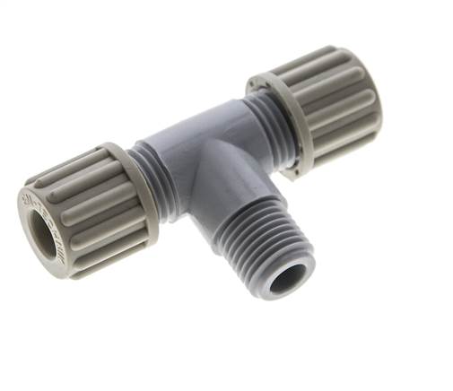 8x6mm & G1/4'' PA T-Shape Tee Compression Fitting with Male Threads 10 bar [2 Pieces]