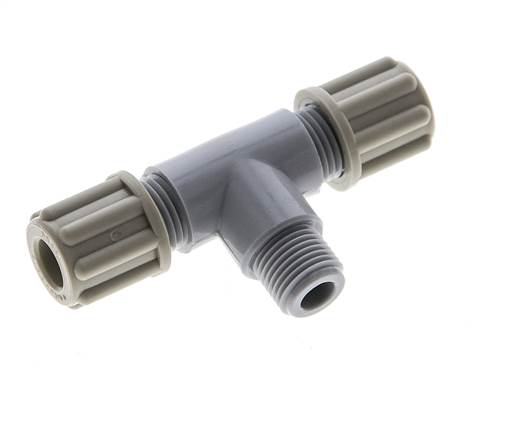 6x4mm & G1/8'' PA T-Shape Tee Compression Fitting with Male Threads 10 bar [2 Pieces]