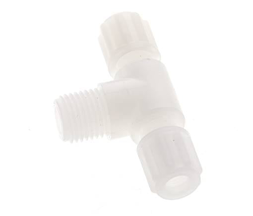 6x4mm & G1/4'' PVDF T-Shape Tee Compression Fitting with Male Threads 10 bar