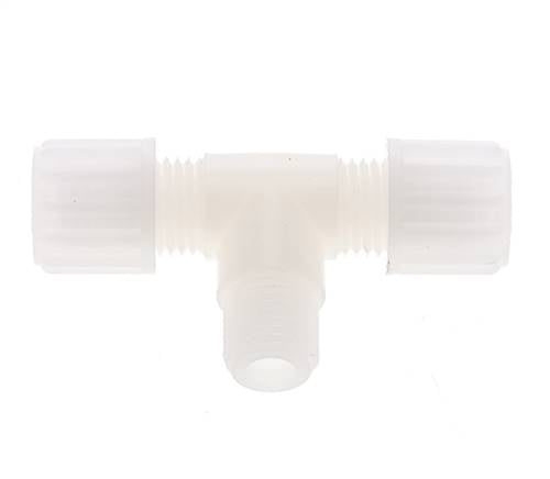 8x6mm & G1/4'' PVDF T-Shape Tee Compression Fitting with Male Threads 10 bar