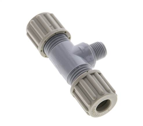 8x6mm & G1/8'' PA T-Shape Tee Compression Fitting with Male Threads 10 bar [2 Pieces]