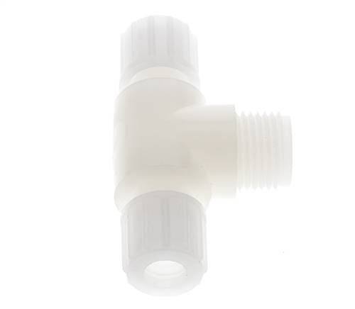 10x8mm & G1/2'' PVDF T-Shape Tee Compression Fitting with Male Threads 10 bar
