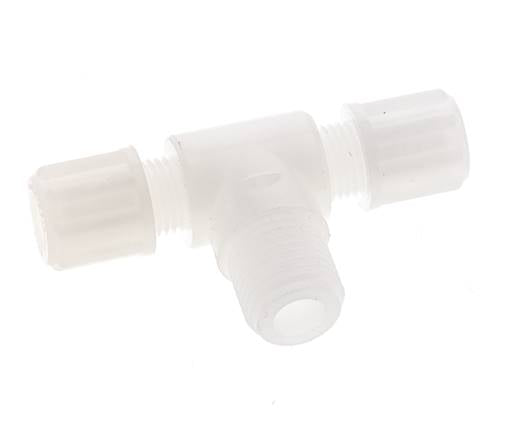 6x4mm & G1/4'' PVDF T-Shape Tee Compression Fitting with Male Threads 10 bar