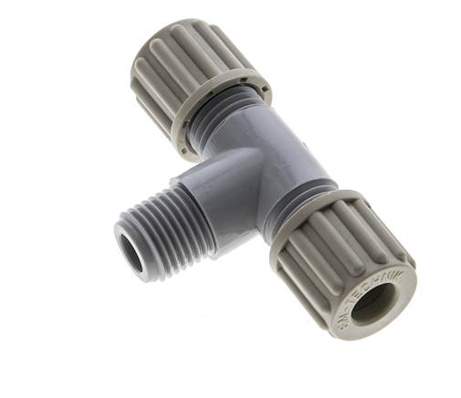 8x6mm & G1/4'' PA T-Shape Tee Compression Fitting with Male Threads 10 bar [2 Pieces]