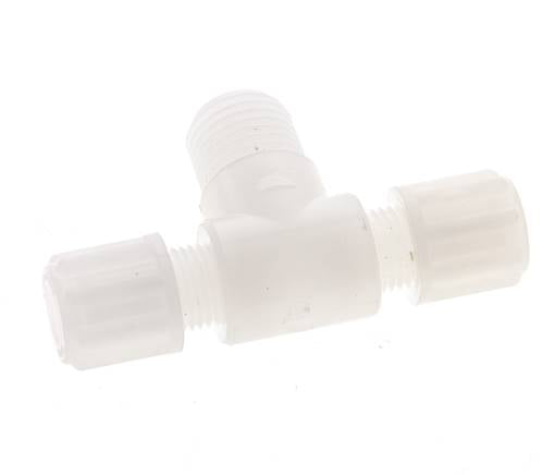 6x4mm & G1/4'' PVDF T-Shape Tee Compression Fitting with Male Threads 10 bar