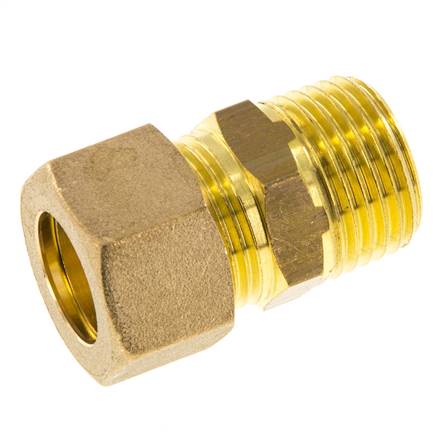 R 1/2'' Male x 15mm Brass Straight Compression Fitting 82 Bar DIN EN 1254-2