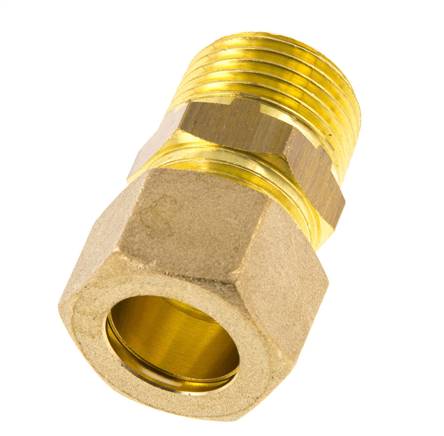 R 1/2'' Male x 15mm Brass Straight Compression Fitting 82 Bar DIN EN 1254-2