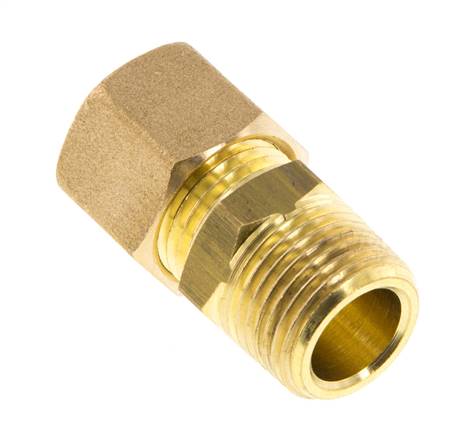 R 3/8'' Male x 10mm Brass Straight Compression Fitting 95 Bar DIN EN 1254-2