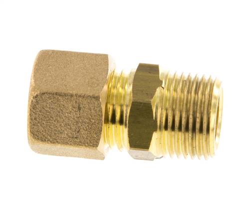R 3/8'' Male x 10mm Brass Straight Compression Fitting 95 Bar DIN EN 1254-2