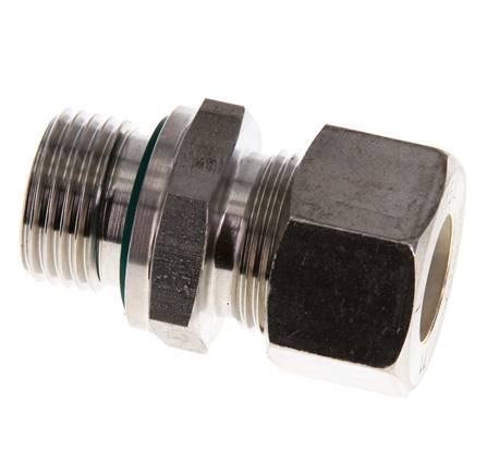 G 1/2'' Male x 15L Stainless steel Straight Compression Fitting with FKM Seal 315 Bar DIN 2353