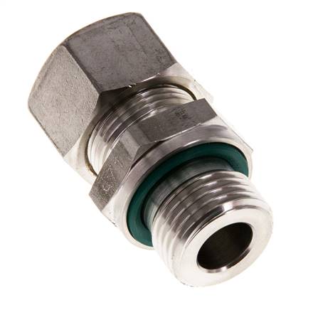G 1/2'' Male x 15L Stainless steel Straight Compression Fitting with FKM Seal 315 Bar DIN 2353