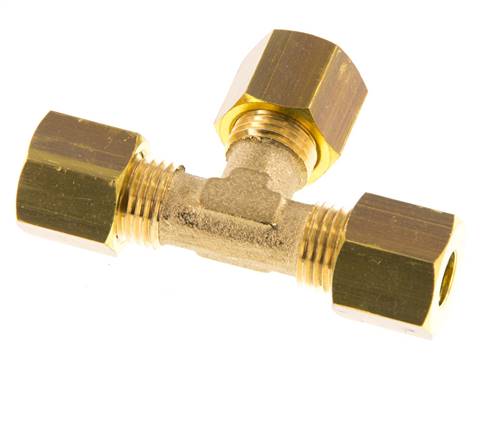 6mm Brass Tee Compression Fitting 150 Bar DIN EN 1254-2