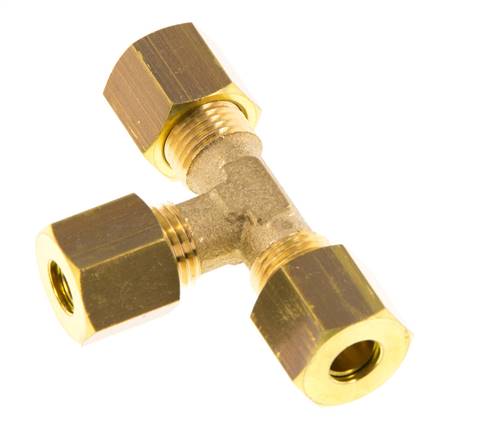 6mm Brass Tee Compression Fitting 150 Bar DIN EN 1254-2