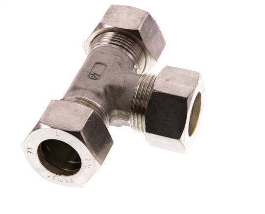 22L Stainless steel Tee Compression Fitting 160 Bar DIN 2353