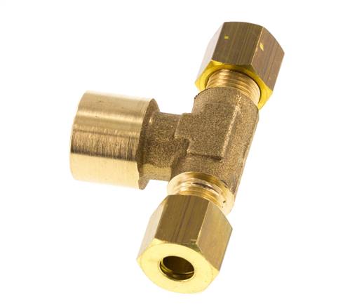 G 1/4'' x 6mm Brass Tee Compression Fitting 150 Bar DIN EN 1254-2