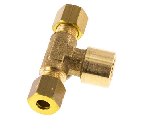 G 1/4'' x 6mm Brass Tee Compression Fitting 150 Bar DIN EN 1254-2