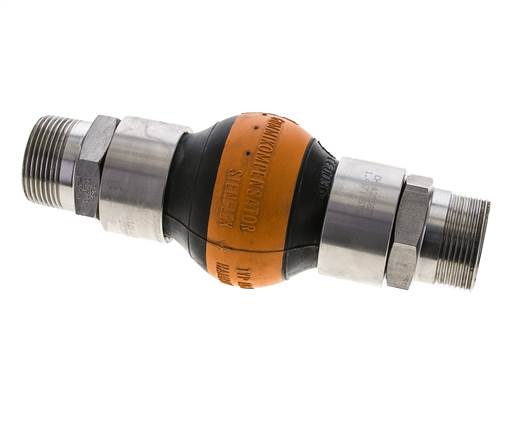 Threaded Rubber Expansion Joint DN32 R 1-1/4'' (Male)-R 1-1/4'' (Male) EPDM Stainless Steel