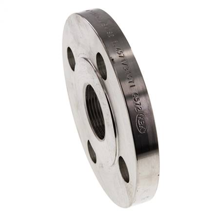 Threaded Flange DN32-PN16 (EN) Rp 1-1/4'' Stainless Steel 1.4571 EN 1092-1 (type 13)