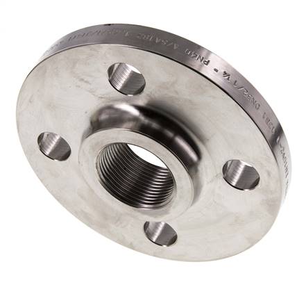 Threaded Flange DN32-PN16 (EN) Rp 1-1/4'' Stainless Steel 1.4571 EN 1092-1 (type 13)