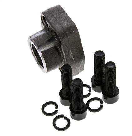 3/4'' SAE Flange 3000 PSI Plain Steel with G3/4'' Female Threads ISO 6162-1