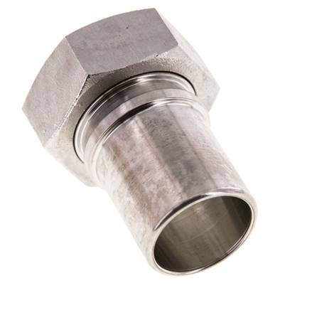 32 mm (1-1/4'') & G1-1/4'' Stainless Steel 1.4401 Hose Barb Union Nut Flat Sealing PTFE Safety collars EN 14420-5 (DIN 2817)
